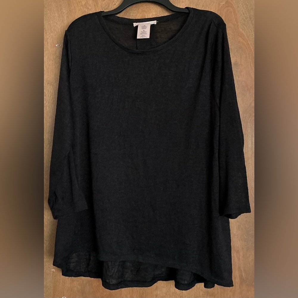 Philosophy Woman Lightweight Long Sleeve Pullover Black Top XL